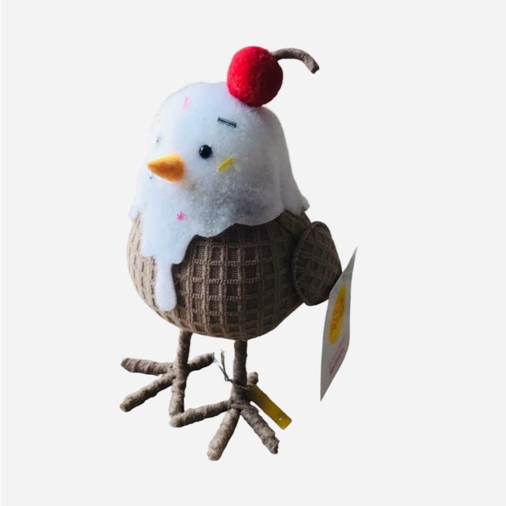 Plush Ice Cream Bird Toy with Cherry Top